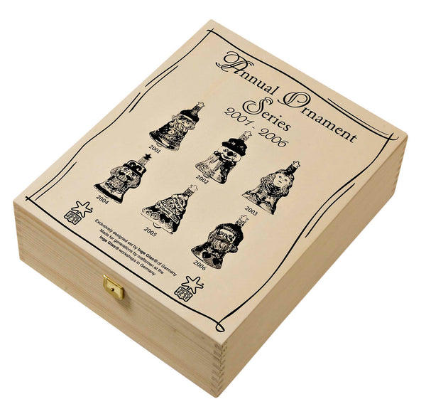 Six Annual Bells in Wooden Box by Inge Glas of Germany