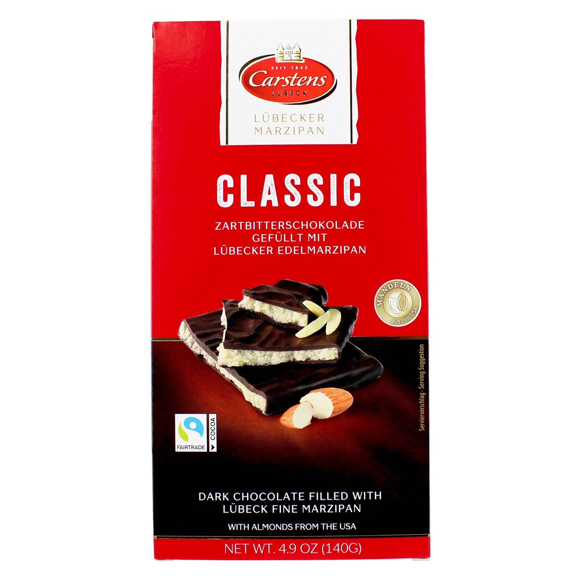 Carstens Dark Chocolate Lubecker Marzipan Bar