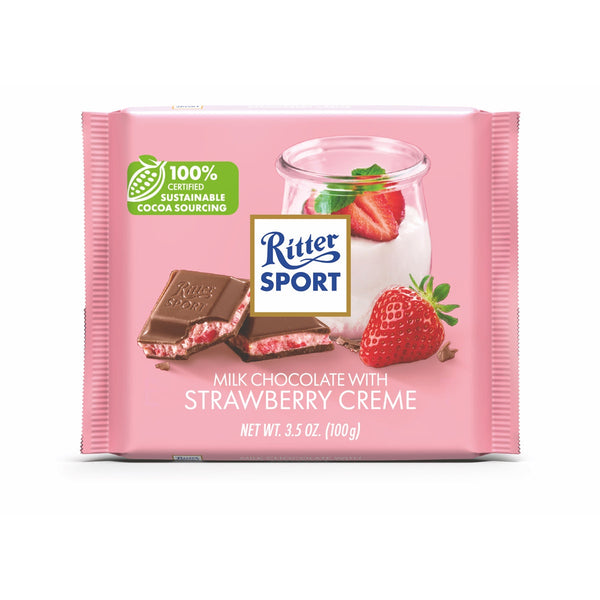Ritter Sport Milk Chocolate With Strawberry Creme Bar
