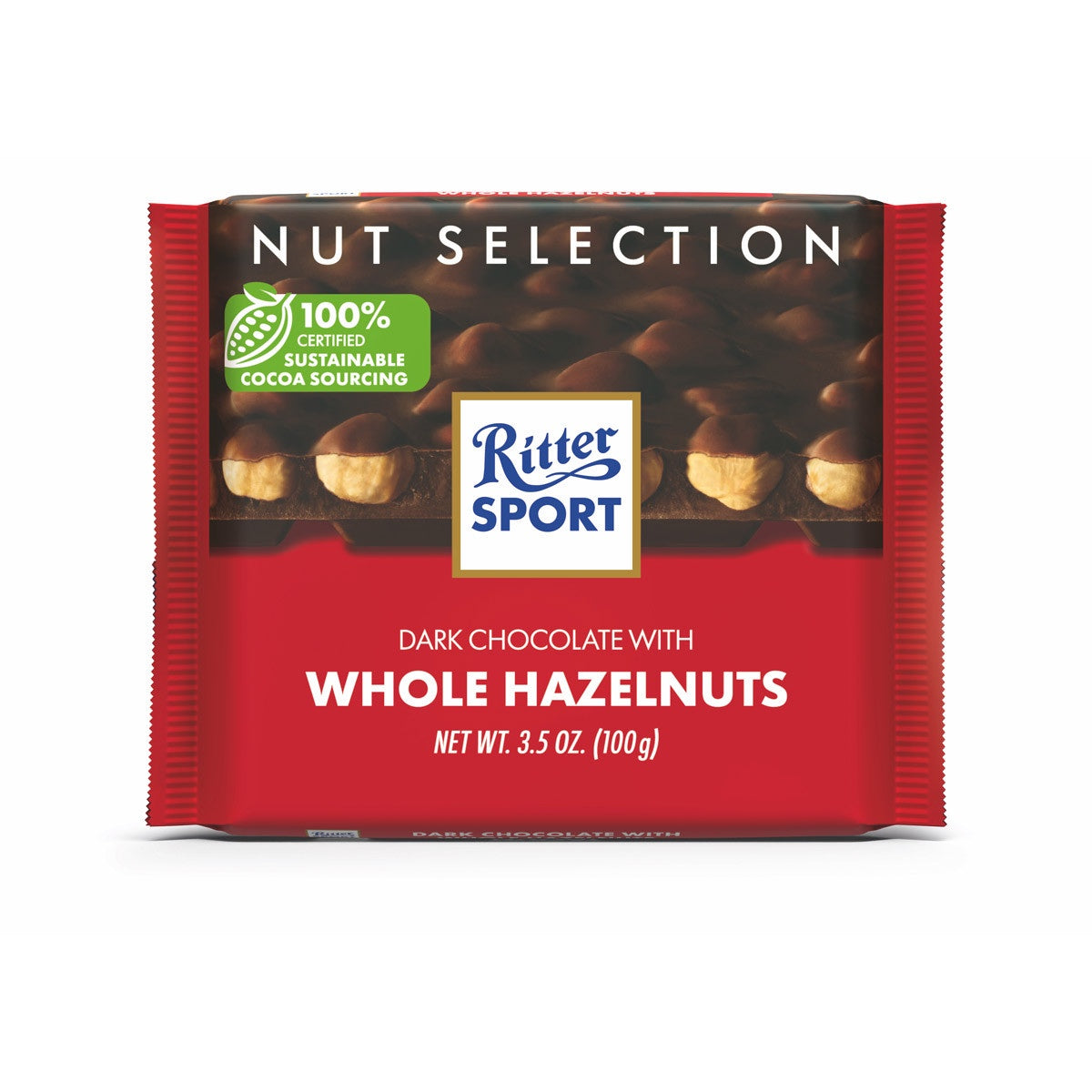 Ritter Sport Dark Chocolate With Whole Hazelnuts Bar