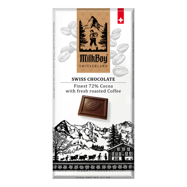 Milkboy Dark Chocolate 72% Cocoa Fresh Roasted Coffee Bar