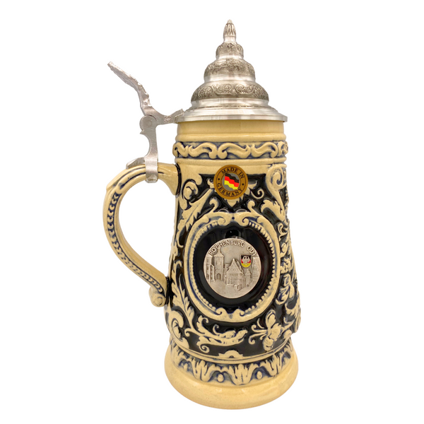 German Eagle in Grey wash with Rothenburg and Regensburg Pewter Coins Stein by King-Werk GmbH