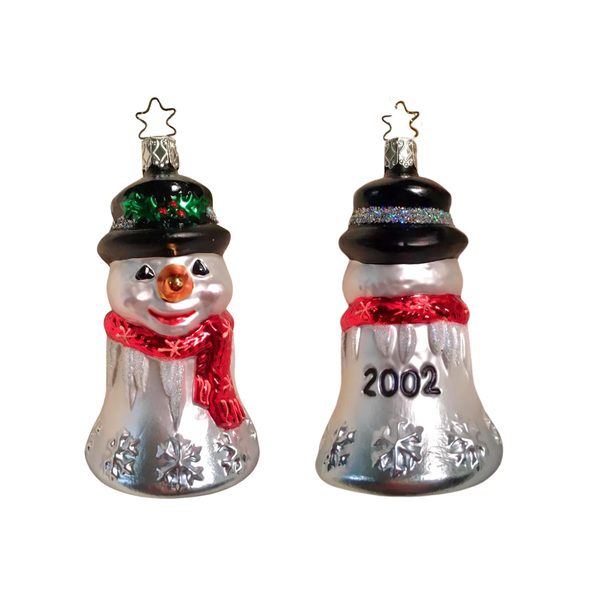 2002 Snowman Annual Bell Ornament by Inge Glas of Germany