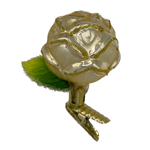 Clip-on Rose, white by Inge Glas of Germany