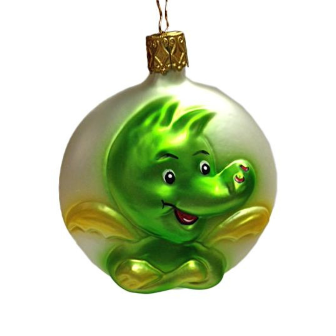 Green Dragon on Form Ornament by Inge Glas of Germany