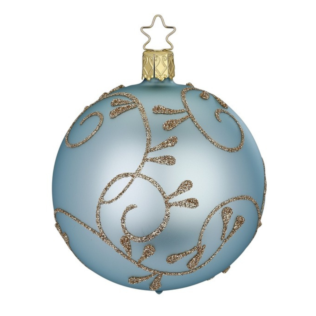 Rococo Ball, mint blue matte, 6cm, by Inge Glas of Germany