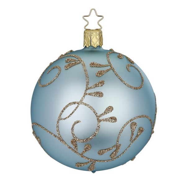 Rococo Ball, mint blue matte, 6cm, by Inge Glas of Germany