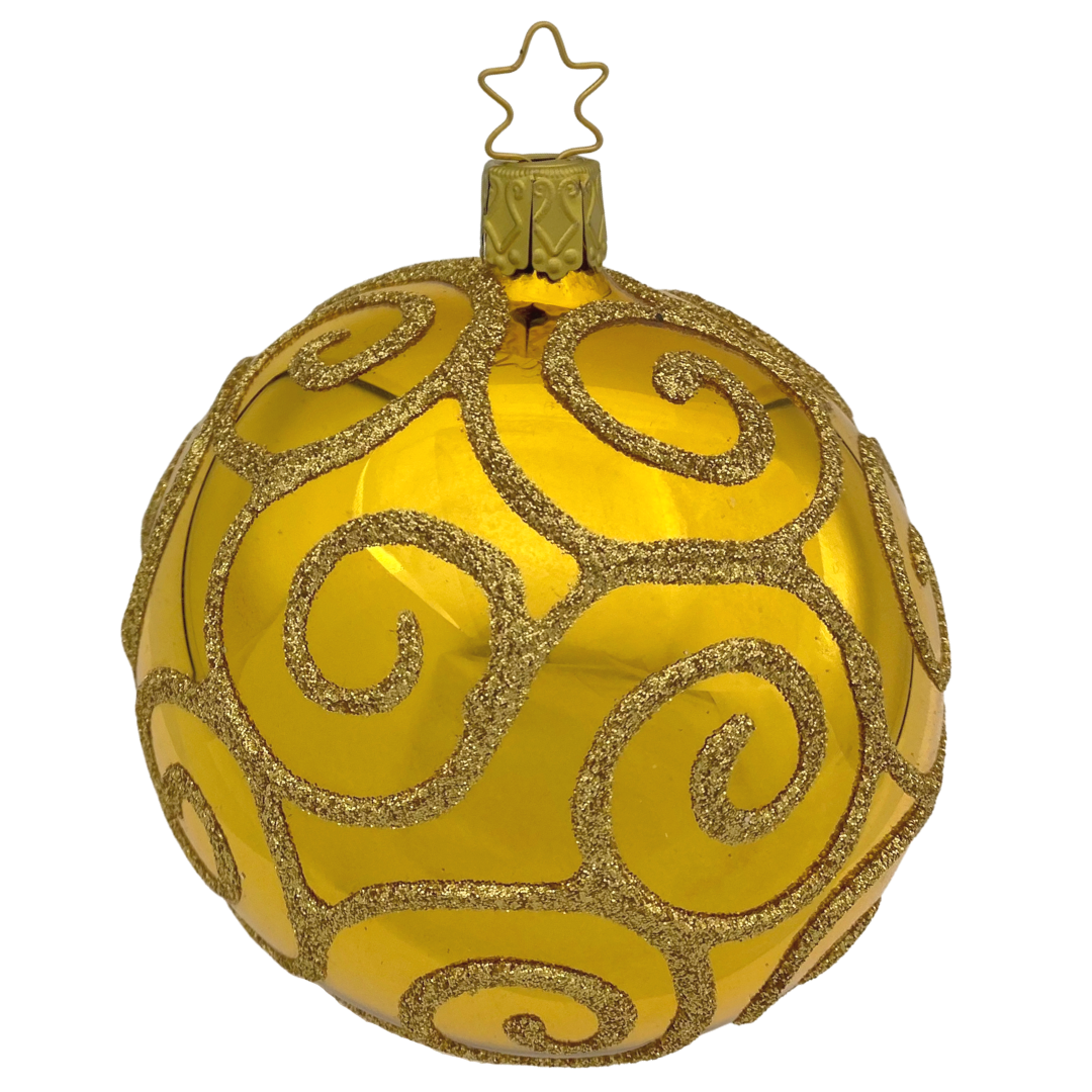 Festive Curls Ball, Inkagold, 8cm by Inge Glas of Germany