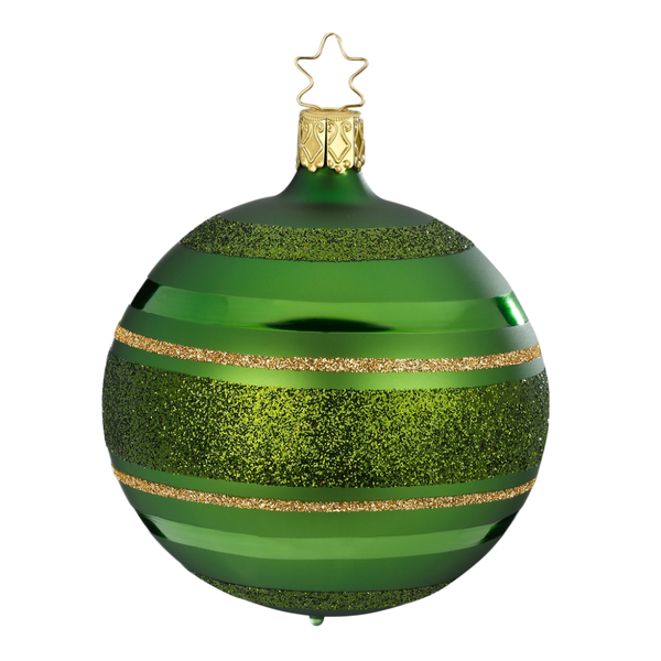 Straight Lines Ball, fir green matte, 8cm by Inge Glas of Germany