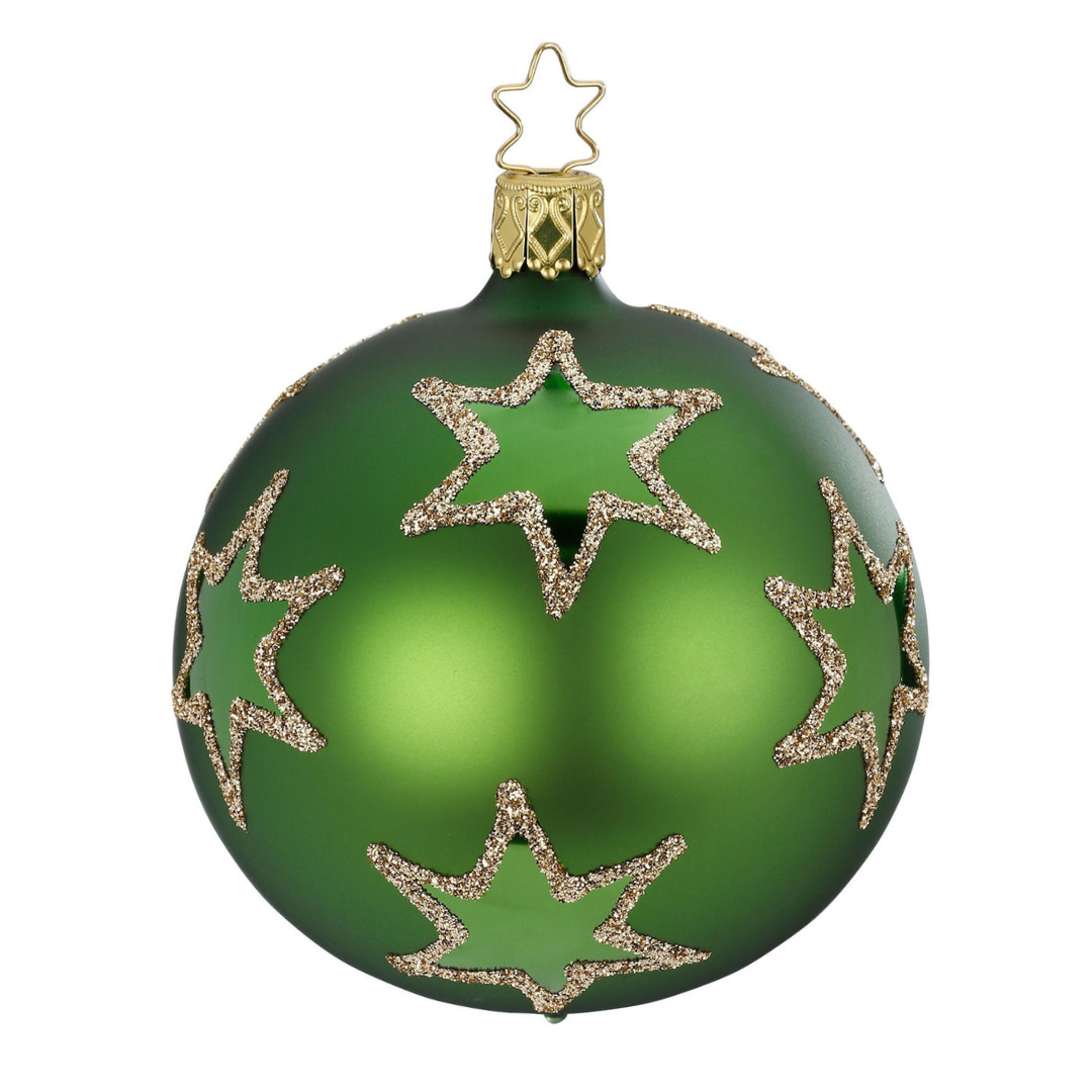 Rising Star Ball, fir green matte, 10cm by Inge Glas of Germany