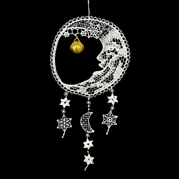 Lace Moon with Star and Bell Ornament by StiVoTex Vogel
