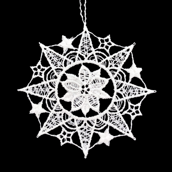 Star with Poinsettia Lace Ornament by StiVoTex Vogel
