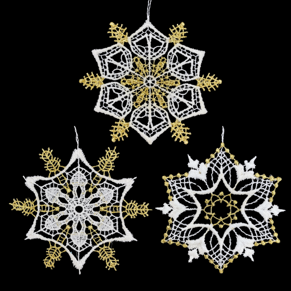 Gold and White Snowstar Lace Ornament by StiVoTex Vogel