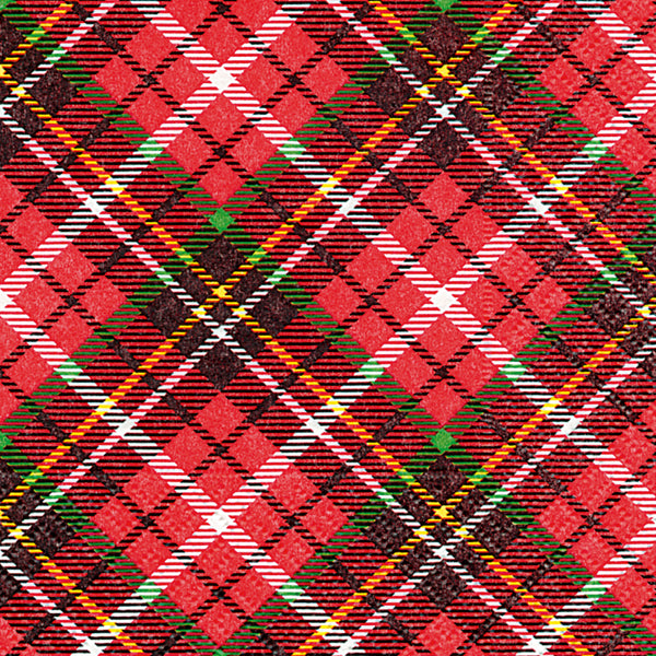 Tartan Red Paper Cocktail Size Paper Napkins