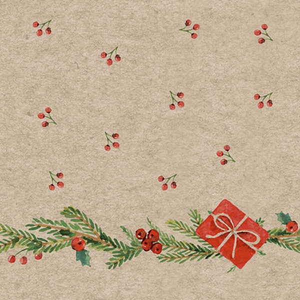 Mistletoe with Present Cocktail Size Paper Napkins