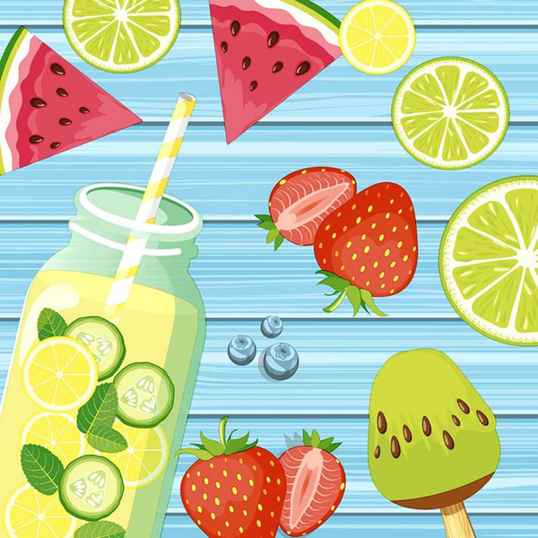 Summer Fruits Cocktail Size Paper Napkins