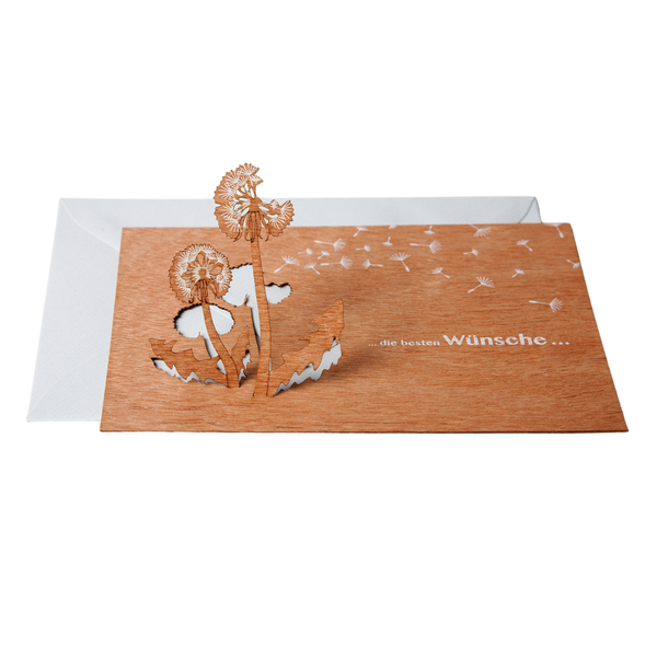 …die besten Wunsche, (Best Wishes)  Dandilions, 3D card by Formes-Berlin