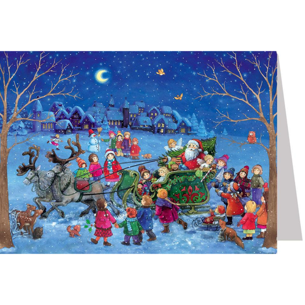Santa and Sleigh Advent Calendar Card by Richard Sellmer Verlag