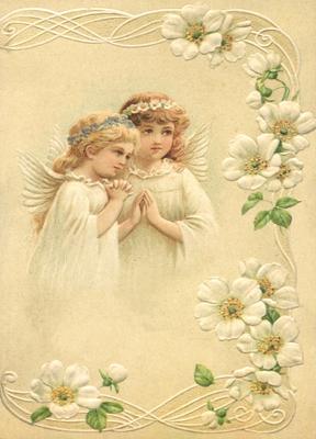 Vintage Style Angels and Dogwood Postcard by Ernst Freihoff Papierwaren