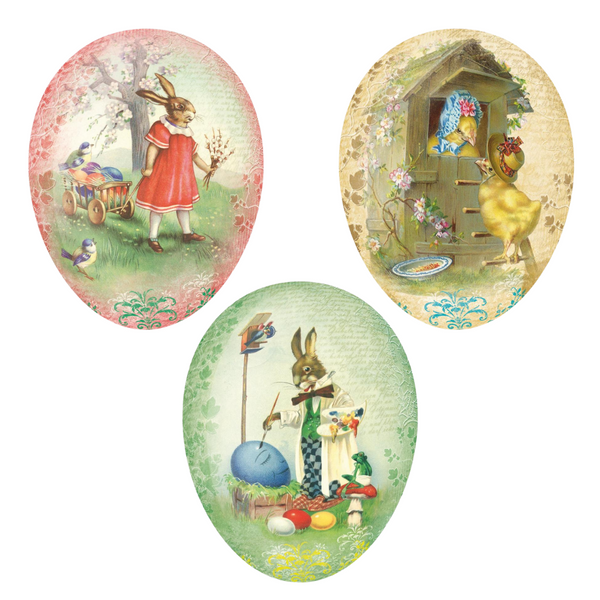 Vintage II Decoupage Cardboard German Fillable Easter Eggs, 15cm by Nestler GmbH