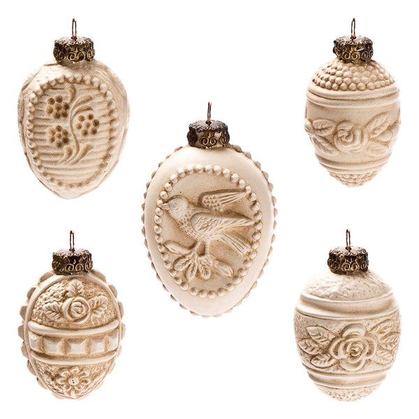 Easter Egg Paper Mache Ornaments, set of fiive by Marolin Manufaktur