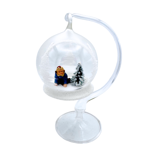 Kneeling Child Thuringer Papier Mache and Glass Ornament by Marolin Manufaktur