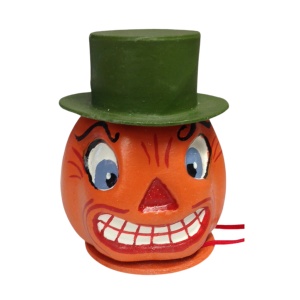 Pumpkin with Hat Papier Mache Candy Container by Ino Schaller