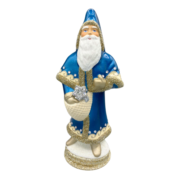 Santa in Cloak, Papier Mache Candy Container, ocean pearl by Ino Schaller
