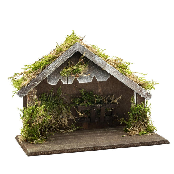 Twelve Piece Hand Painted Resin Nativity Set with Wood Stable by Marolin Manufaktur