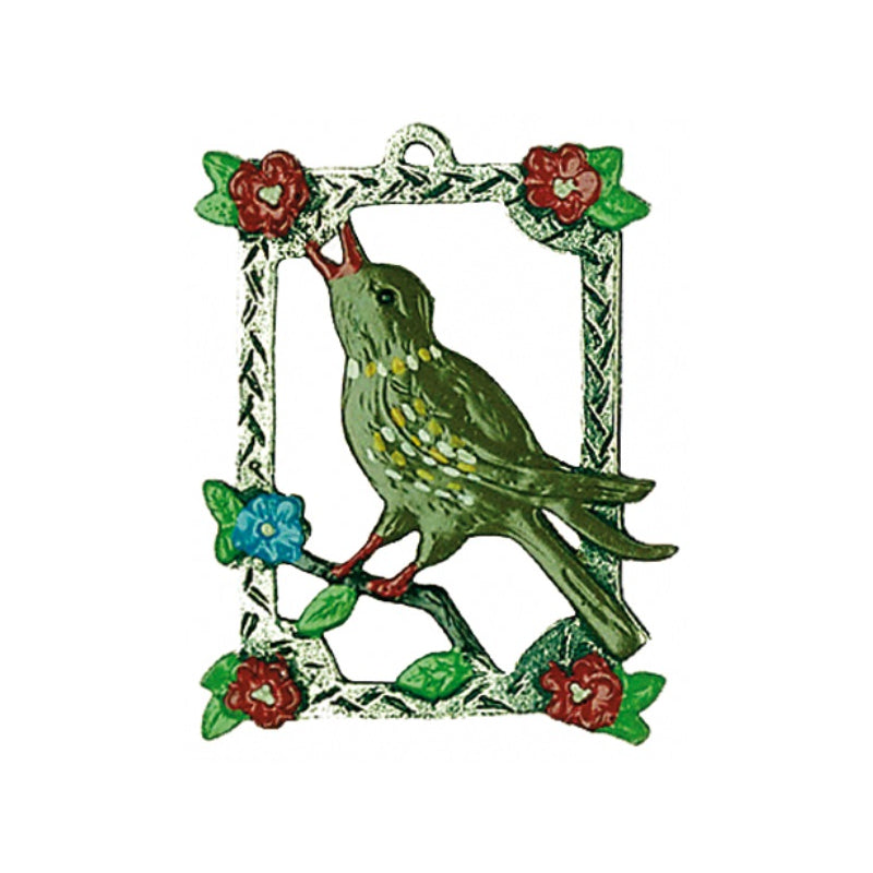 Bird in Frame Pewter Ornament by Kuehn Pewter