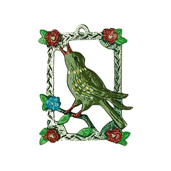 Bird in Frame Pewter Ornament by Kuehn Pewter