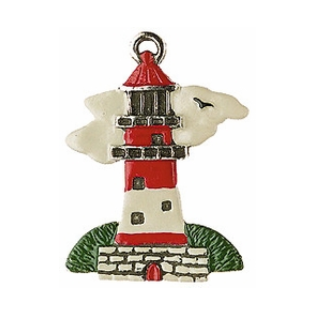 Lighthouse, Painted on Both Sides Pewter Ornament by Kuehn Pewter