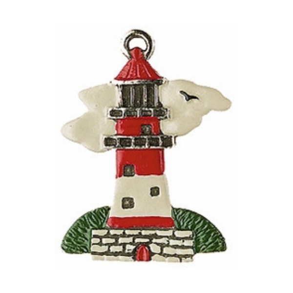 Lighthouse, Painted on Both Sides Pewter Ornament by Kuehn Pewter