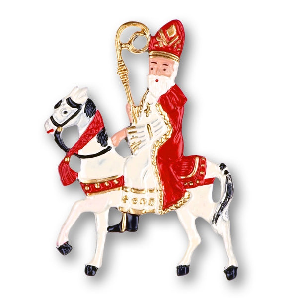 St. Nikolaus on Horse Ornament by Kuehn Pewter