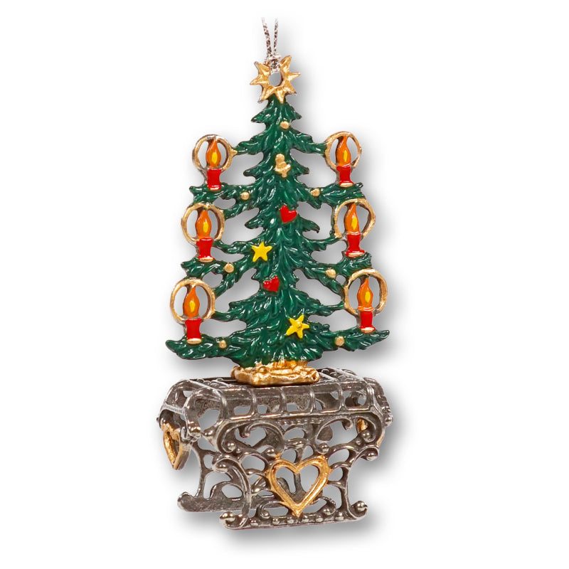 Christmas Tree on Pedestal Pewter 3D Pewter Ornament by Kuehn