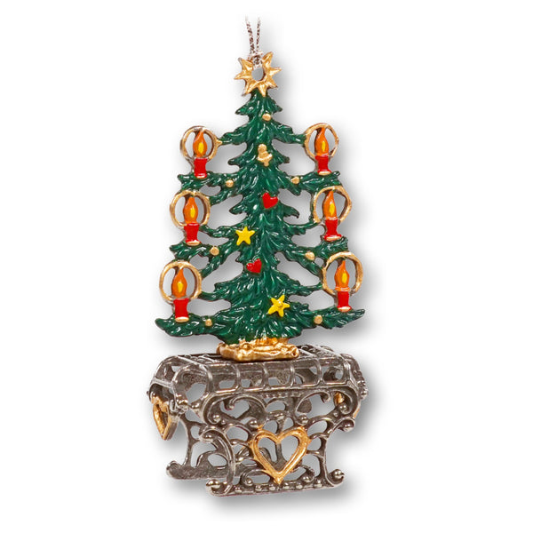 Christmas Tree on Pedestal Pewter 3D Pewter Ornament by Kuehn
