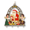 Santa with List and Angels, Painted on Both Sides Pewter 3D Pewter Ornament by Kuehn