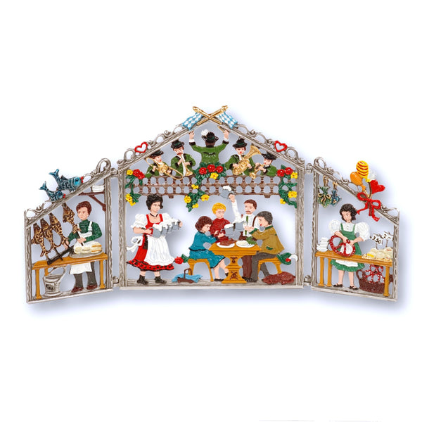Bavarian Folk Festival Tri-fold Pewter Picture by Kuehn Pewter