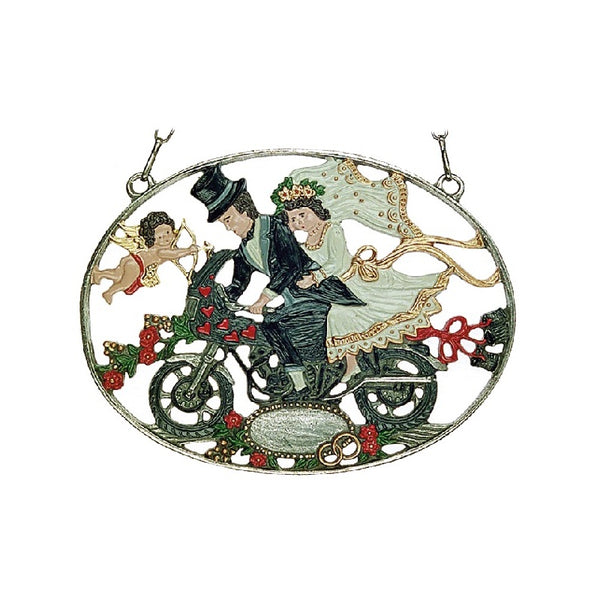 Motorbike Wedding Hanging Pewter Picture by Kuehn Pewter