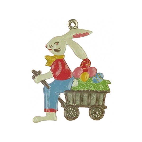 Easter Bunny with Handcart Pewter Ornament by Kuehn Pewter
