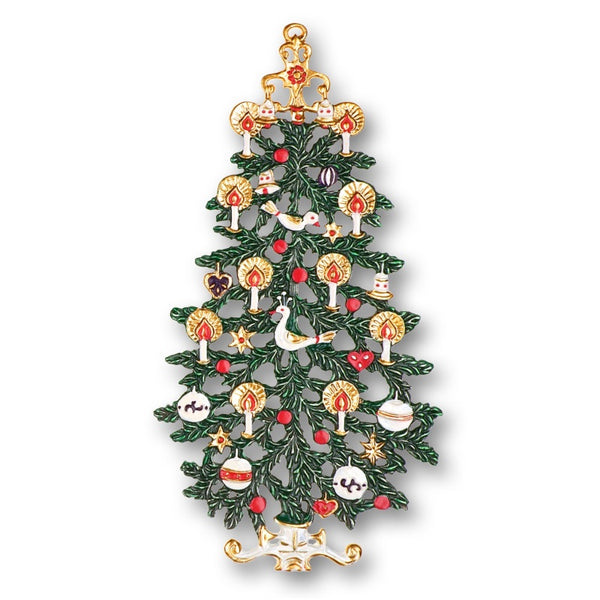 Christmas Tree with White Candles Pewter Ornament by Kuehn Pewter