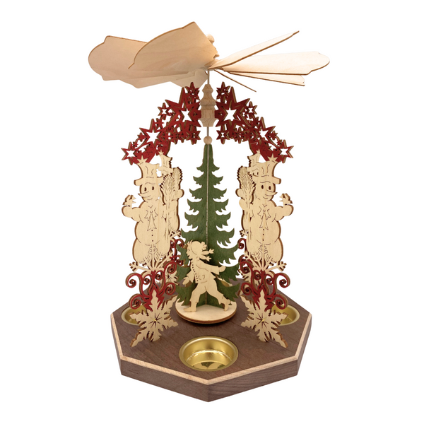 Snowman Frame with Children Motif Tealight Pyramid by Harald Kreissl