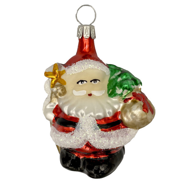 Santa with tree and star, red with painted face by Old German Christmas