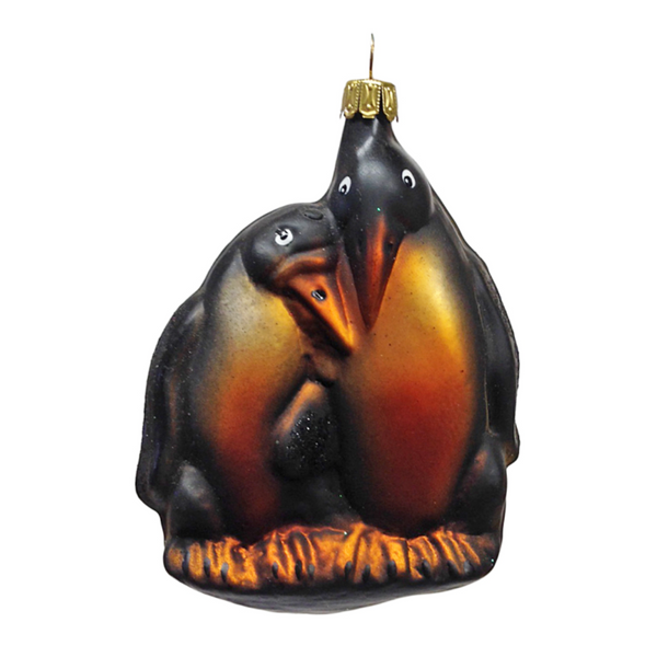 Penguin Couple Ornament, black and gold by Old German Christmas