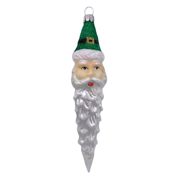 Santa Pinecone with Hat, green glitter by Old German Christmas