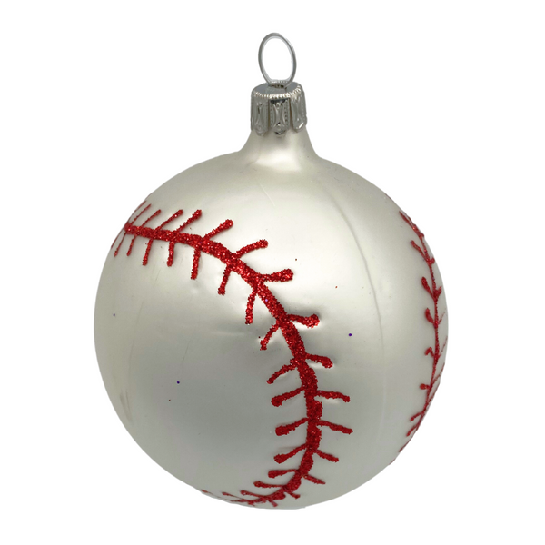 Baseball with Red glittered Stitching, Ornament by Old German Christmas
