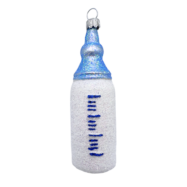 Baby bottle, glittered, blue by Old German Christmas