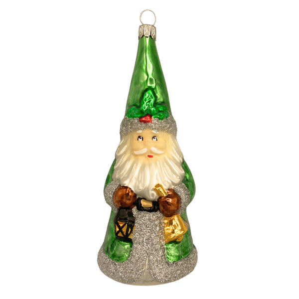Green Santa with Lantern and Bell by Old German Christmas
