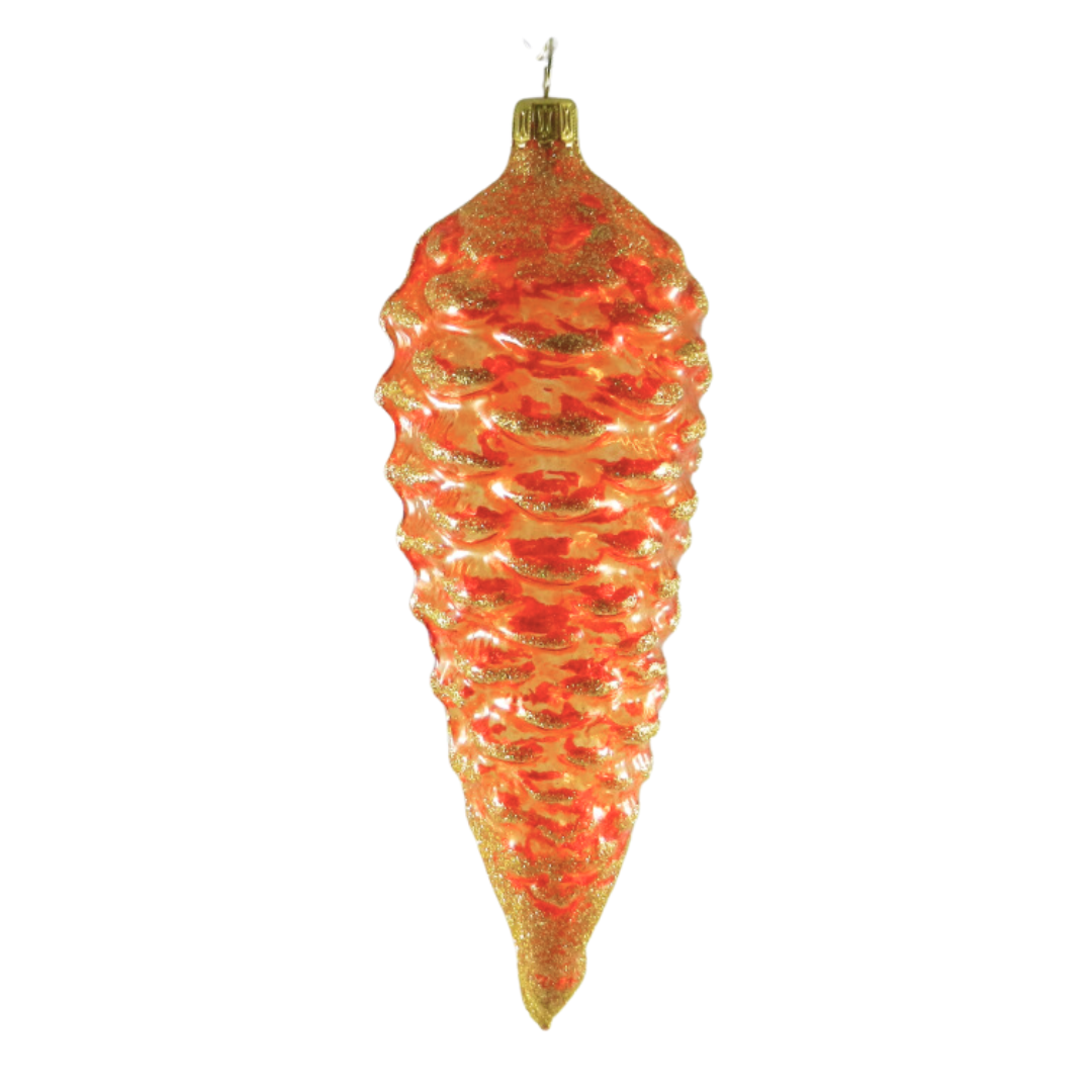 12 cm Pinecone, translucent orange by Glas Bartholmes