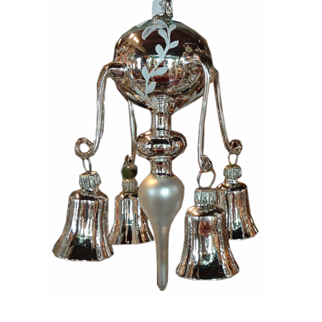 Silver, Four Bells, Nostalgia Charm Ornament by Glas Bartholmes